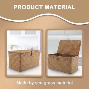 Caja de Almacenamiento de Mimbre Tejida a Mano con Tapa, Organizador de Cesta Tejida Natural para el Hogar - Product Image 4