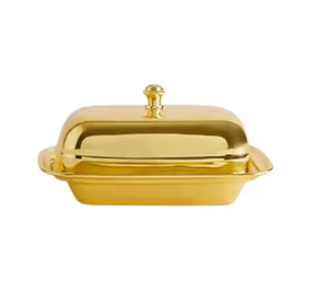 Fournisseur en gros Beurrier en laiton Boîte à beurre rectangulaire personnalisée Conteneur à beurre Look royal Beurrier en laiton fait à la main - Product Image 5