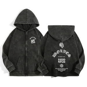 Wolves Sport Zip Up Hoodies para hombres mujeres algodón estampado gótico Harajuku chaqueta con capucha sudaderas Casual Manga Pullover - Product Image 6