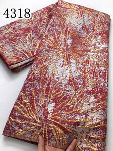 4318 nigeriano tessuto di pizzo Jacquard di alta qualità doratura africano in <span class=keywords><strong>Organza</strong></span> tessuto francese festa per le donne abiti - Product Image 4