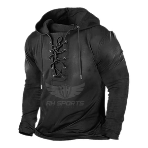 Sudaderas de gimnasio táctico personalizadas para hombre, jersey con cordones retro, Sudadera con capucha, ajuste holgado, sudadera de carga atlética para exteriores fabricada - Product Image 2