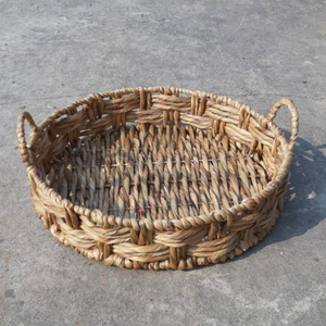 Plateau de service rond en jacinthe d'eau du Vietnam à prix abordable avec poignée, idéal pour le stockage alimentaire à la maison ou à l'hôtel – Vente en gros depuis le Vietnam - Product Image 1