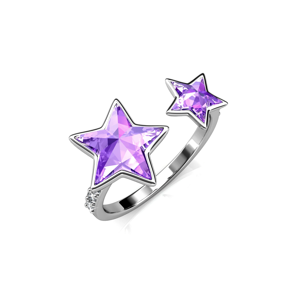 Brass 18K white gold plated fashion ring Vitrail Light