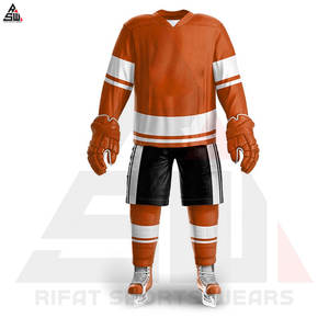 Concevez votre propre équipe Ensembles d'uniformes de hockey sur glace Professionnel de haute qualité 100% Polyester Service OEM sans couture à séchage rapide disponible - Product Image 2