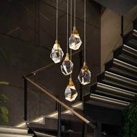 Nordique moderne or laiton métal cristal luxe suspendu plafonnier salon lustre suspension lumière pour la décoration intérieure