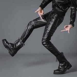 Pantalones de Cuero Auténtico para Hombre, Estilo Punk, Vaqueros, Pantalones BLUFF, Pantalones de Motociclista, Cuero - Product Image 4