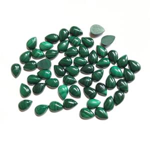Haute qualité AAA 6x9mm pierre précieuse malachite naturelle cabochon en forme de poire pierre verte semi-précieuse calibrée IGI en gros - Product Image 6