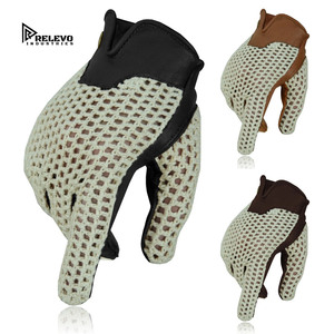 Gants de conduite pour hommes en cuir de chèvre, style classique vintage, gants de chauffeur avec doublure en coton, couleur beige - Product Image 1