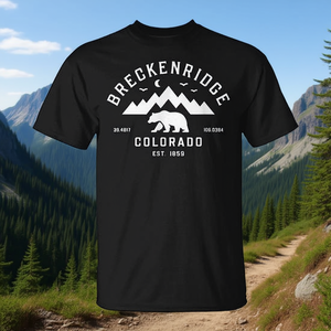 T-shirt souvenir moderno per escursioni in montagna Breckenridge Co Bear Mountain, T-shirt promozionale dal design moderno - Product Image 3