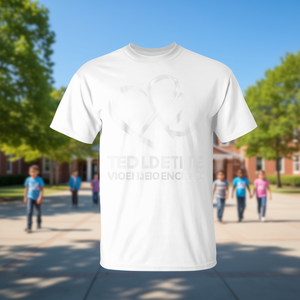 T-shirt arancione per la consapevolezza sulle violenze nei rapporti di fidanzamento tra adolescenti con nastro a cuore - Categoria Promozionale - Product Image 3