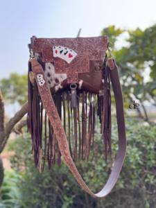 Designer Hand Tooled Carving Leather Fringe Tote <b>Bag</b> Hot Sale Stylish Purse Cowhide Fur Leather <b>Bags</b> for <b>Women's</b> Multi Use - Product Image 3