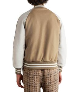 High Street Style Varsity Bomber Jacket Hiver Mode Full Zip Brodé Patchwork Toile Col Montant Varsity Jacket pour Hommes - Product Image 3