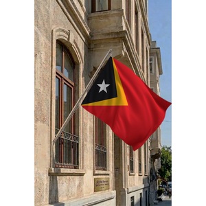 Ensemble de mât de drapeau télescopique mural Timor-Leste, technique d'impression numérique, matériau polyester pour drapeaux et bannières - Product Image 2
