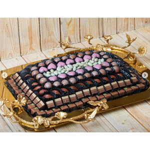 High Quality <b>Stainless</b> <b>Steel</b> Chocolate Serving <b>Tray</b> with Leaf Design Handle for Weddings and Events Hotel Ware Dessert Holder - Product Image 5