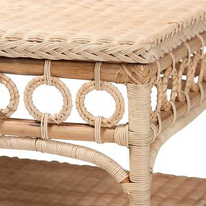 Mesa de centro de ratán natural Oxford con diseño de anillo decorativo adornado y bordes trenzados - Product Image 5