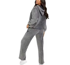 2025, ropa informal, conjuntos de chándales de gran tamaño para mujer, chándal de dos piezas con logotipo personalizado Asid Wash, ropa de entrenamiento, ropa para correr - Product Image 2