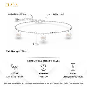 Bracelet élégant en argent avec perles Bianca - Product Image 5