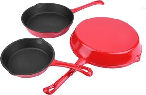 Bộ Chảo 3 Món Bằng Gang Tráng Men, Nồi Đa Năng Bằng Gang Đúc 6/8/10 Inch, Bộ Chảo Nướng Chất Lượng Cao Cho Đầu Bếp - Product Image 3