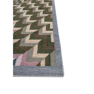 Tapis de grande surface en laine et viscose à tissage plat à carreaux bleus 9x12 pour la décoration de la maison, du salon et du couloir - Modèle ADWV-13085 - Product Image 4