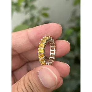 Natural Sapphire Eternity Band Ring 925 Sterling Silver Handmade Gemstone Band Ring Wholesale Jewelry Supplier - Product Image 2