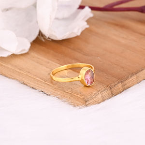 แหวนดีไซน์เนอร์เงินแท้ 925 ชุบทอง ประดับพลอยทัวร์มาลีนแท้ คุณภาพสูง ขายดี สำหรับผู้หญิง - Product Image 5