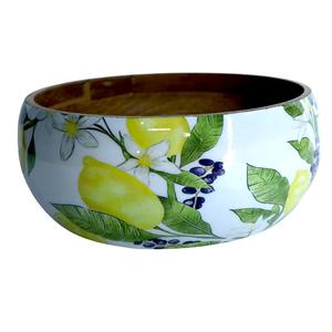 Bol décoratif en bois avec imprimé de fleurs brillantes Plateau de pièce maîtresse floral artisanal Accent de table élégant pour la décoration de la maison ou du bureau - Product Image 4