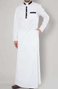 Thobe en coton brodé sur mesure pour hommes Jubbah islamique traditionnelle pour les musulmans Style décontracté - Product Image 5