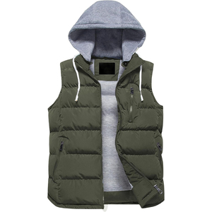 <b>Men's</b> High Quality <b>Lightweight</b> Puffer Breathable <b>Jacket</b> Winter Breathable Casual Outdoor Hooded Logo Sleeveless Bubble Design - Product Image 5