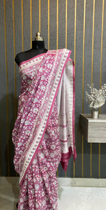 Sari Kota Doria Premium avec Impression à la Main, Sari Léger et Respirant pour l'Été au Meilleur Prix - Product Image 2