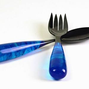 Salad Server <b>Set</b> Small Natural Wooden with 2 Turners Sustainable Handmade <b>Utensils</b> Freezer Safe - Product Image 5