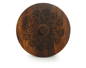 The Dancing Peacock Hand <b>Carved</b> Spice Box With <b>Spoon</b> in Sheesham Wood 7 Partitions spice container with <b>spoon</b> wooden - Product Image 3