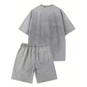 ชุดเซ็ตเสื้อผ้าผู้ชาย 2 ชิ้นสำหรับฤดูร้อน ผ้าแห้งเร็ว 100% ผ้าฝ้ายล้วน ล้างสีแบบแอซิด ขายดี รับผลิตแบบ OEM - Product Image 3