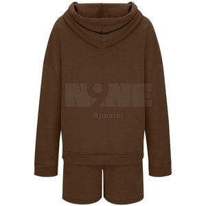 2025 dernière conception de sweat à capuche décontracté de haute qualité pour femmes ensembles courts style de motif solide à vendre - Product Image 3