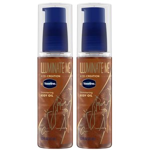 Aceite Corporal Iluminador Vaseline Illuminate Me Shimmering, 3, Paquete de 2 Unidades Ideales para Viajar – Esenciales para una Piel Radiante con Mayor Contenido de Melanina, 3.3 Oz Cada Uno - Product Image 1