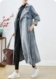 Veste en jean longue classique pour femmes Chic surdimensionné palangre polyvalent genou à la mode superposition essentiel Vintage Streetwear - Product Image 5