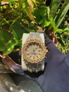 Của nam giới sang trọng hip hop thiết kế cao cấp moissanite kim cương xem đầy đủ Iced Bling Đồng hồ dây đeo bằng thép không gỉ 5mm trường hợp Analog - Product Image 5