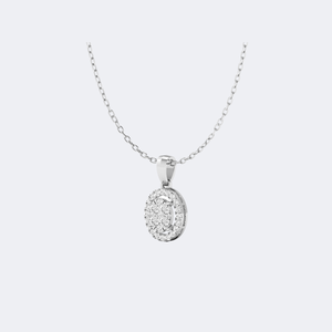 จี้เพชรทรงกลม 0.65 กะรัต พร้อมวงแหวนรูปไข่ ประดับเพชรแบบพาเว่ ทอง 14k เพชรเลี้ยงในห้องปฏิบัติการ สี D ความสะอาด VVS สำหรับผู้หญิง - Product Image 3