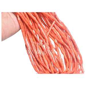 Natural Italian Coral <b>Orange</b> Pipe Tube <b>Stick</b> Beads Smooth Gemstone Strand for Jewelry Making Wholesale Factory Price - Product Image 2