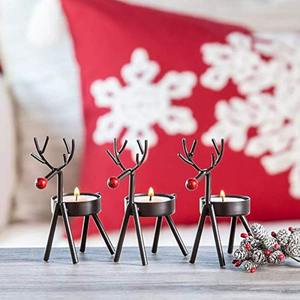 Modern Black Finished Reindeer Candle <b>Stand</b> Stylish Accent for Dining Table Holiday Setup or Winter Party Decoration - Product Image 6