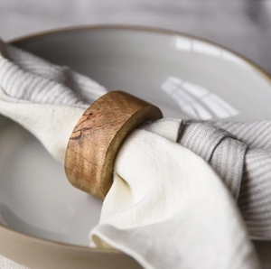 Mango Wood Midford Napkin Holders - Set of 4 Wooden Napkin Rings Set for Wedding and Dinner Table Decor - Product Image 2
