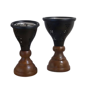 Handmade Black Metal Bakhoor <b>Burner</b> With <b>Wooden</b> Base Hotel Resorts Incense Holder Aromatherapy Diffuser Mabkhara Incense Holder - Product Image 1