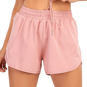 Pantalones cortos de yoga para mujer al por mayor pantalones de secado rápido de poliéster entrenamiento cintura elástica con bolsillos pantalones cortos deportivos para correr para mujer con logotipo - Product Image 3