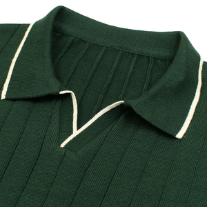 Mens <b>Green</b> Cable Knit Polo <b>Shirt</b> Premium Cotton Knitwear Short Sleeve Textured Classic Fit Casual Smartwear Apparel - Product Image 6