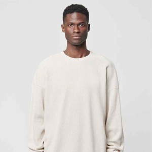 New Design Heavyweight Custom Logo Embroidery <b>Oversized</b> Long Sleeve 340 gsm 100% Cotton Waffle T <b>Shirt</b> - Product Image 1