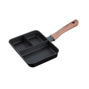 Poêle à frire multi-sections compatible induction IH |   Poêle en aluminium antiadhésive à 3 compartiments |   Poêle à frire pour accompagnement de bento - Product Image 1
