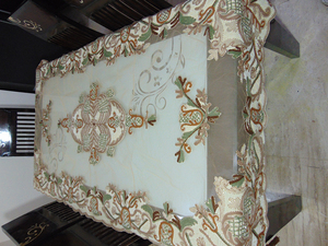 Washable Custom Rectangle Polyester Cashmere Table Cover Velvet Net Dining <b>Tablecloth</b> with Embroidery White <b>Tablecloths</b> - Product Image 3