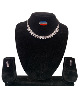 B84 élégant diamant en acier inoxydable ensemble de bijoux de mode élégant classique Vintage collier et boucles d'oreilles - Product Image 1