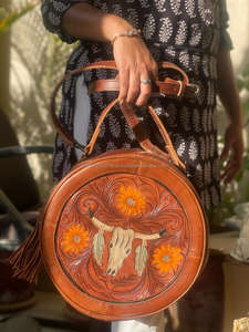 Nouveau sac à main de cantine en cuir de Style occidental, sac à bandoulière rond de haute qualité pour femmes - Product Image 2