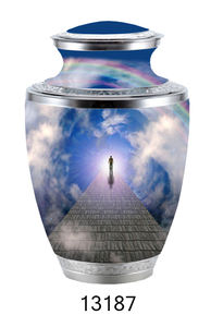 Urna de cremación de aluminio con temática de atardecer personalizada para adultos, urna para cenizas de humanos, fabricante de exportación de urnas para adultos - Product Image 3