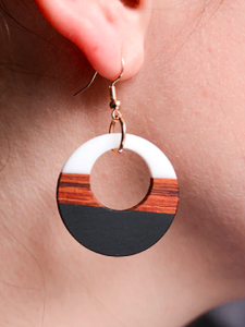 Hand Engraved Wood <b>Drop</b> <b>Earrings</b> for Ladies and Teens Latest Trendy <b>Fashion</b> Jewelry - Product Image 3